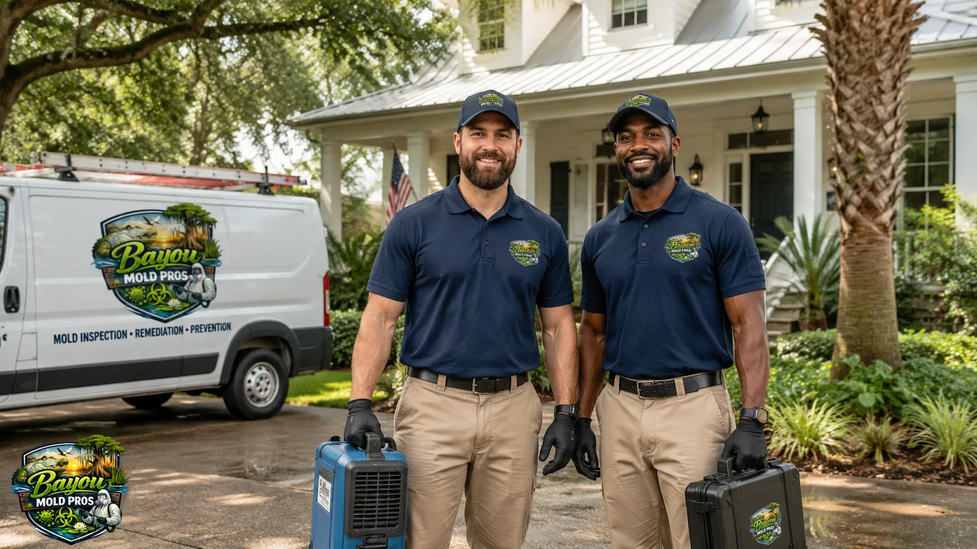 Representative mold and moisture professionals at a South Louisiana home